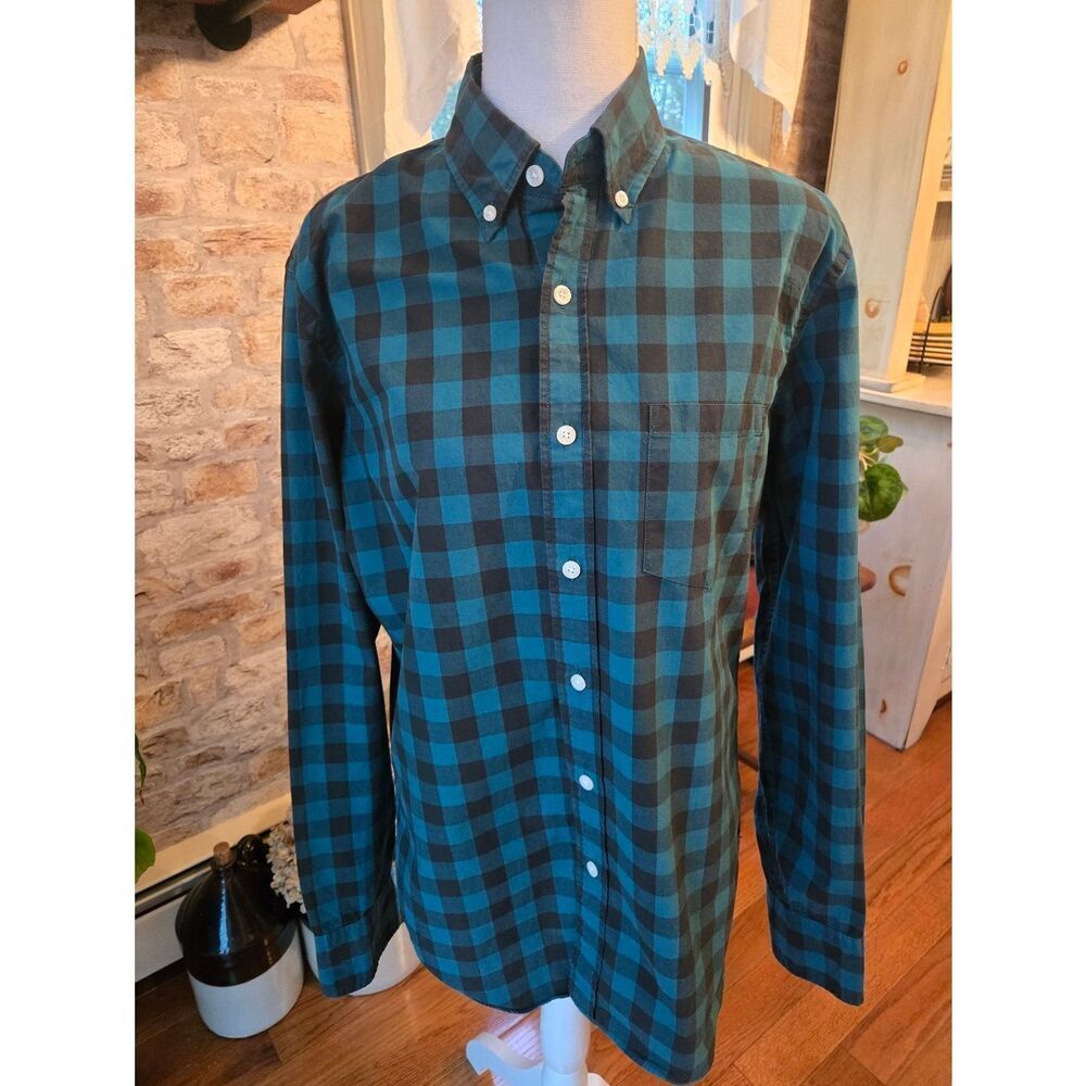 J. Crew Slim Green and Black Buffalo Plaid Shirt
